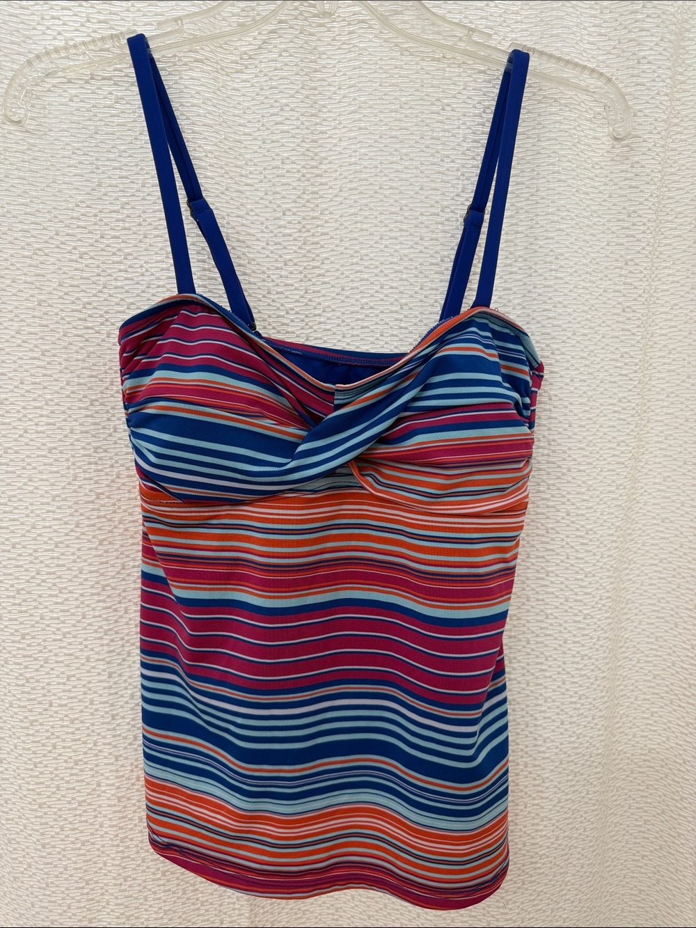 a.n.a Blue Multicolor Striped Swim Top